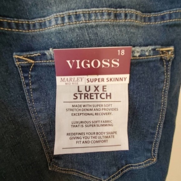 Vigoss Marley super skinny stretch distressed jeans plus size 18W 22W new!!! - Picture 6 of 16